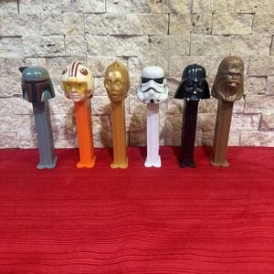 Vintage Star Wars Pez Dispensers-Chewie, CP30, Darth Vader, Storm trooper-set 6
